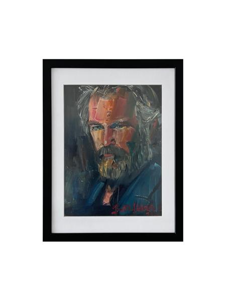 #: 12024060023<br>Subject: Portrait<br>Size: 33X43 cm<br>Frame: Framed<br>Medium: Oil Painting on Paper<br>Year: 2021<br>For Sale